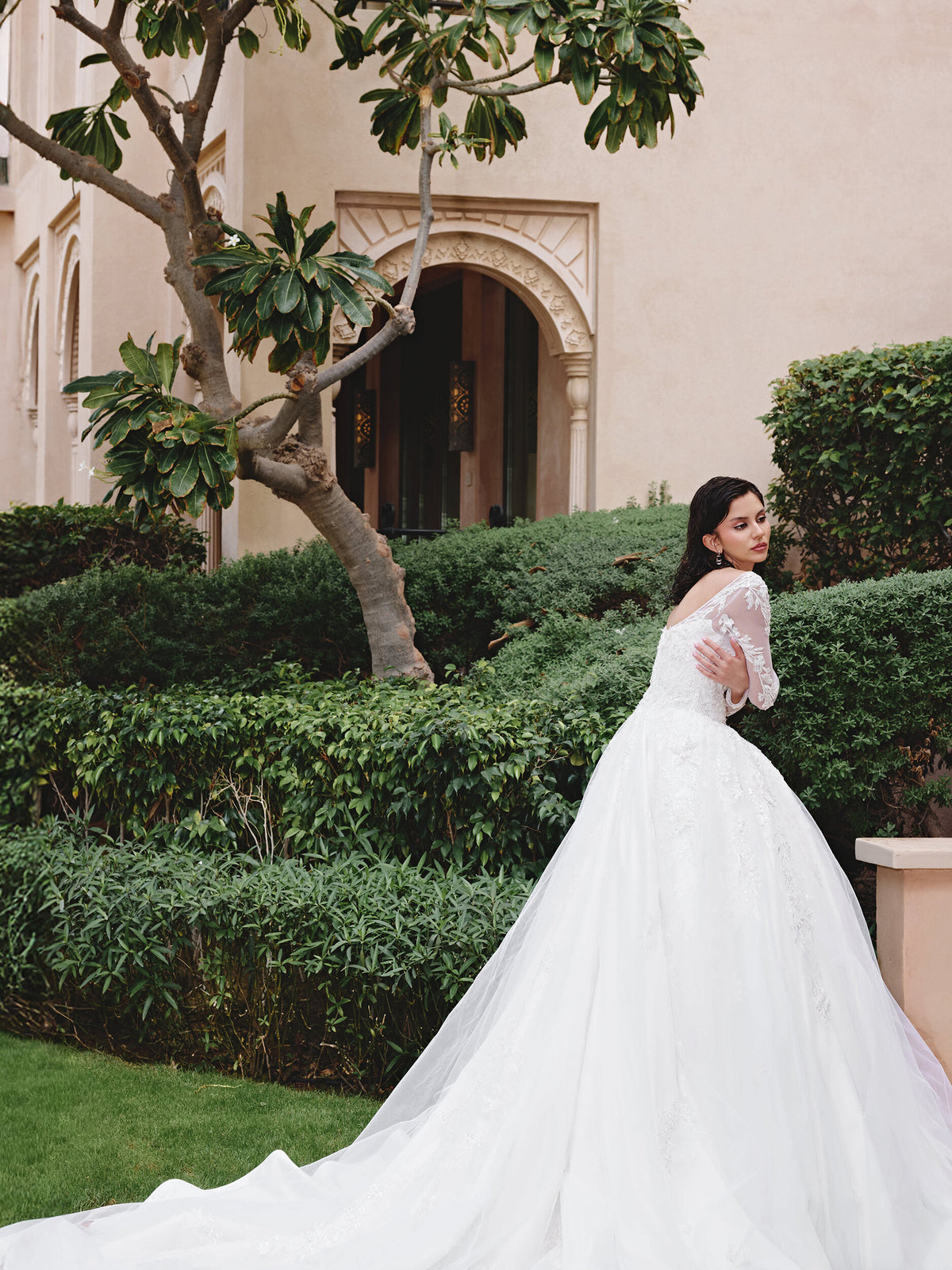 Long-Sleeve Embellished Bridal Gown