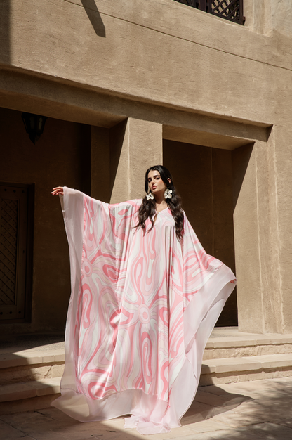 Pink Printed Abaya