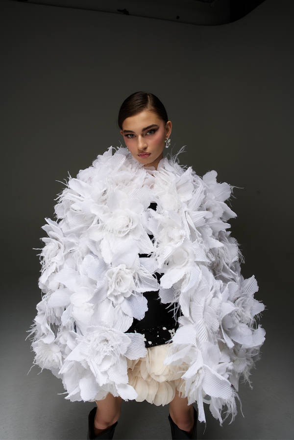 White Feathers and Flower Cape