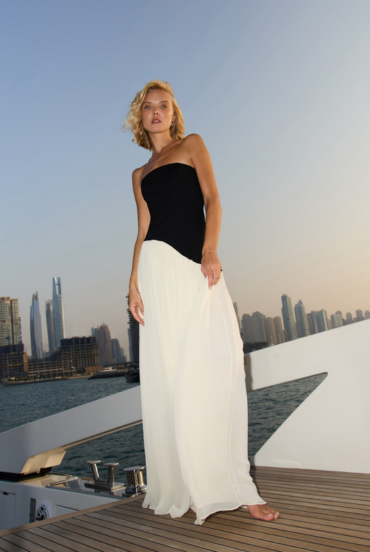 Black Corset Chiffon Dress