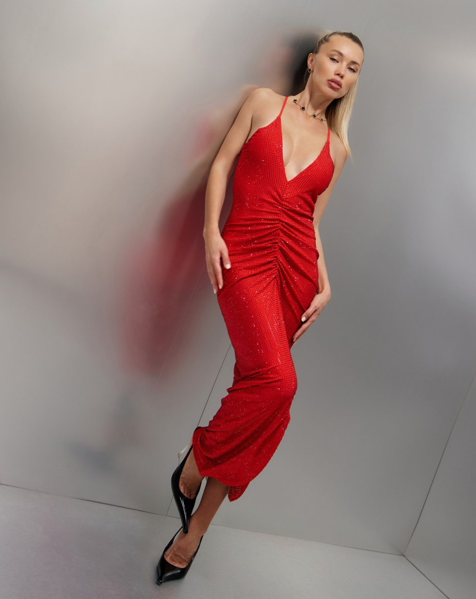 Red Stone Dress | Luxury Couture Dress Dubai | Bespoke Atelier