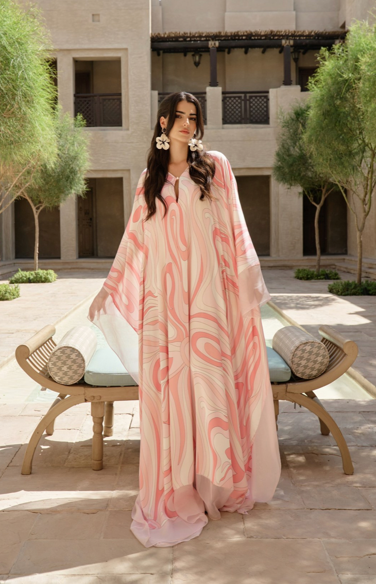 Pink Printed Abaya
