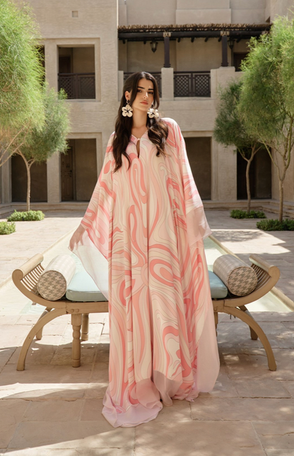 Pink Printed Abaya