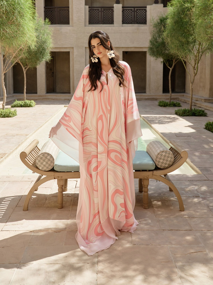 Pink Printed Abaya