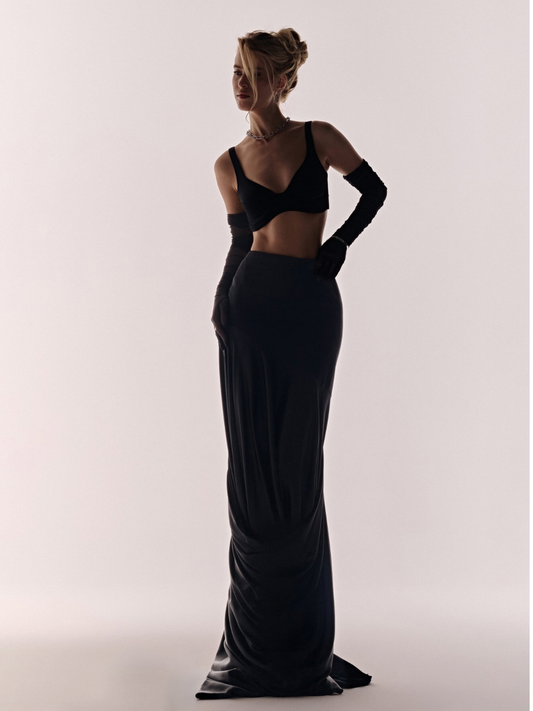 Black Satin Cap Set 3 Pieces