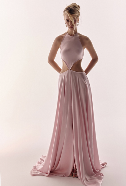 Pink Long Dress Satin
