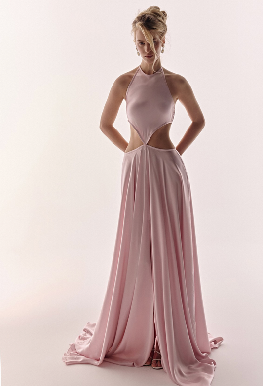 Pink Long Dress Satin