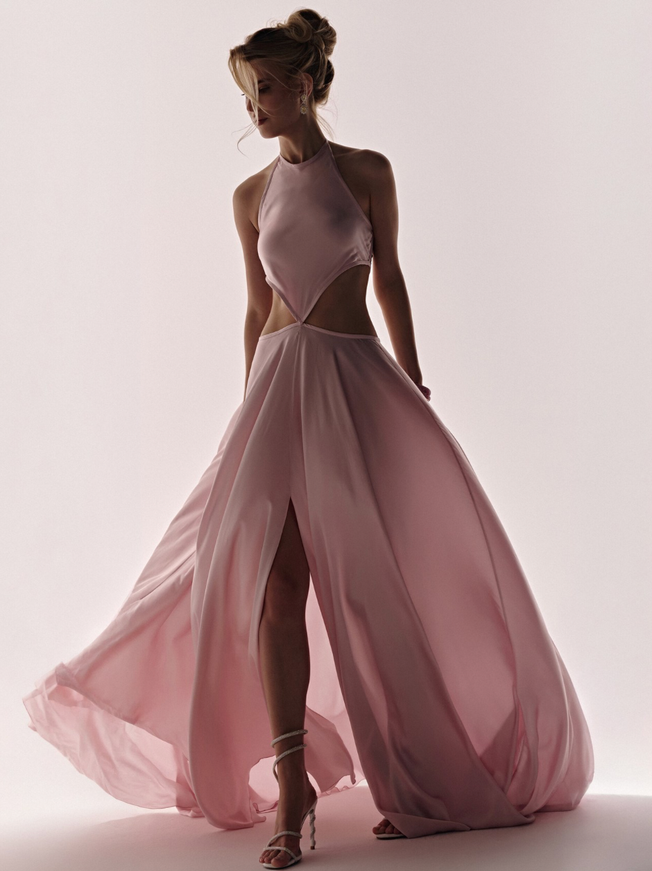 Pink Long Dress Satin