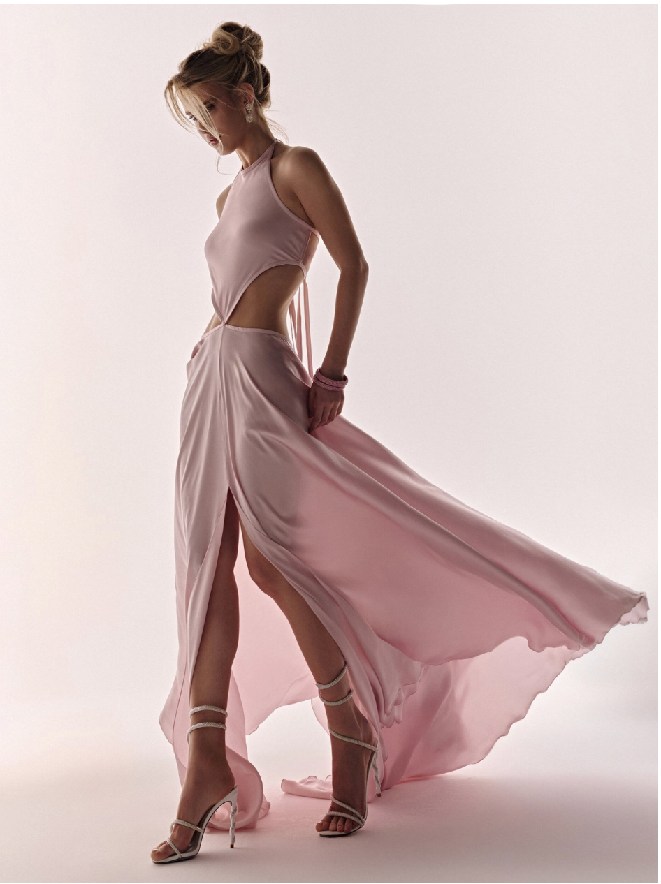 Pink Long Dress Satin
