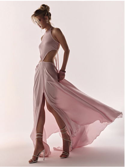 Pink Long Dress Satin