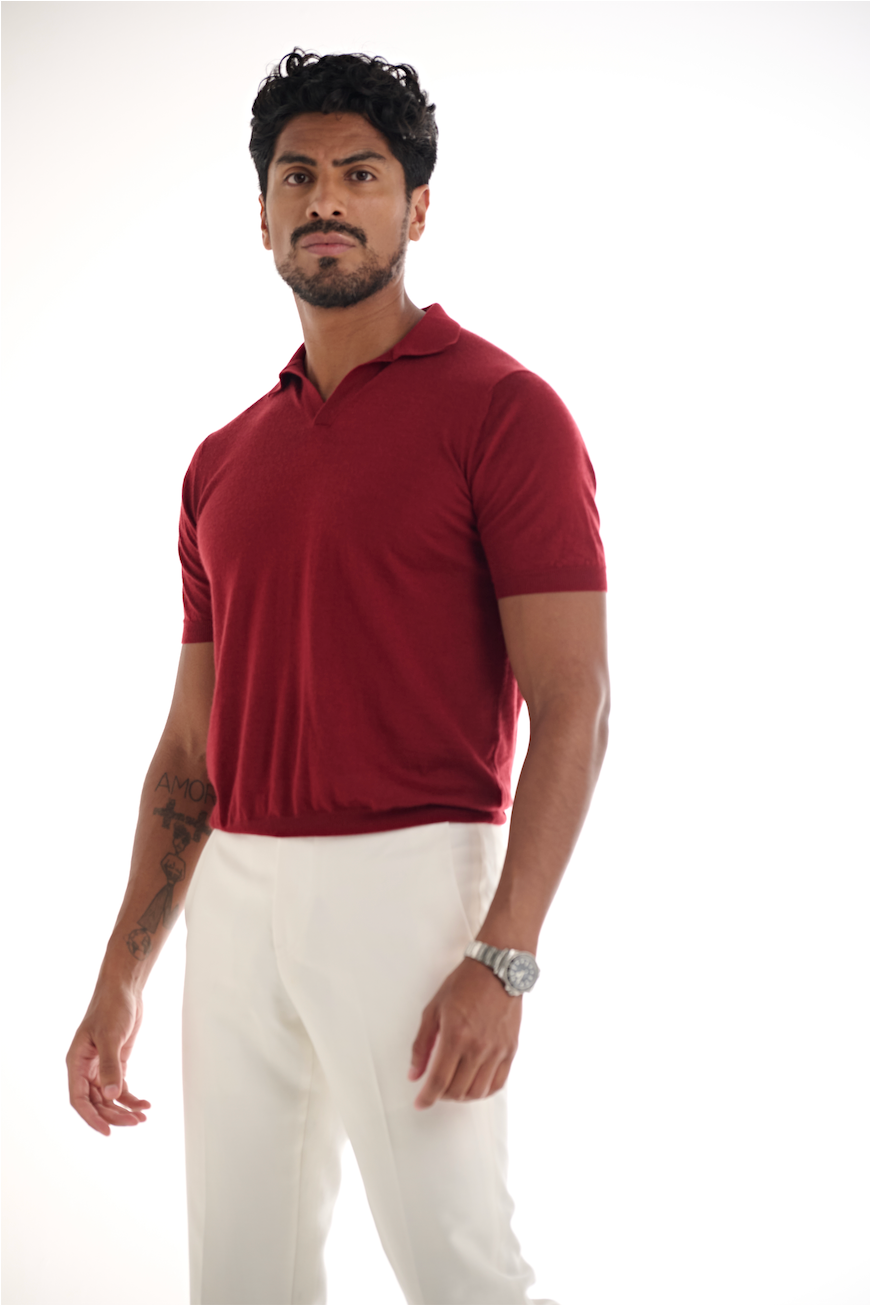 Cashmere Men's Polo Red