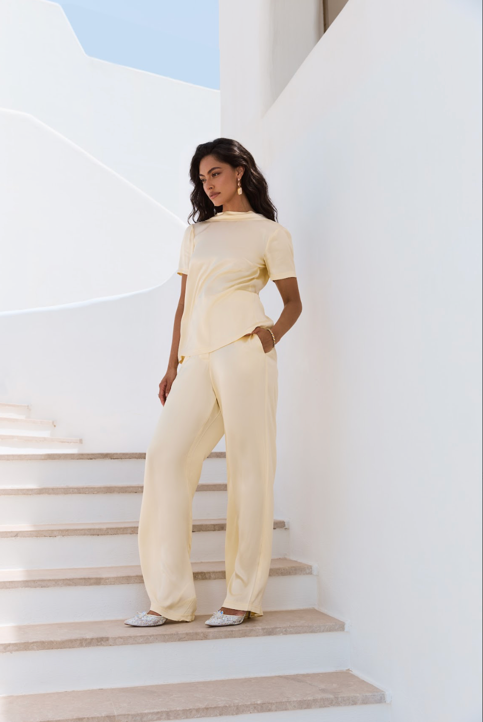 Ligth Yellow  viscose 2 piece set