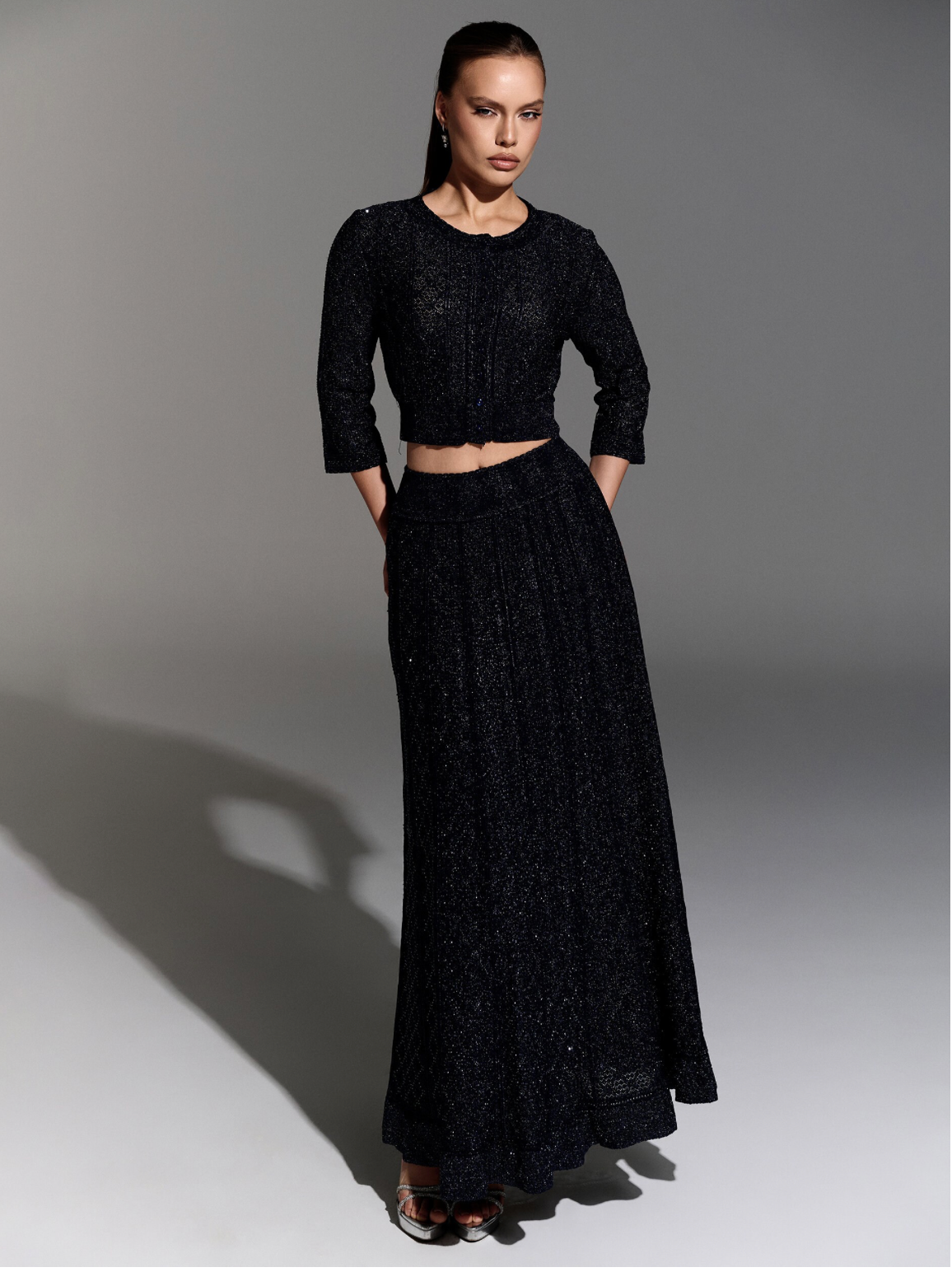 Navy Embellished Two Pieces Set