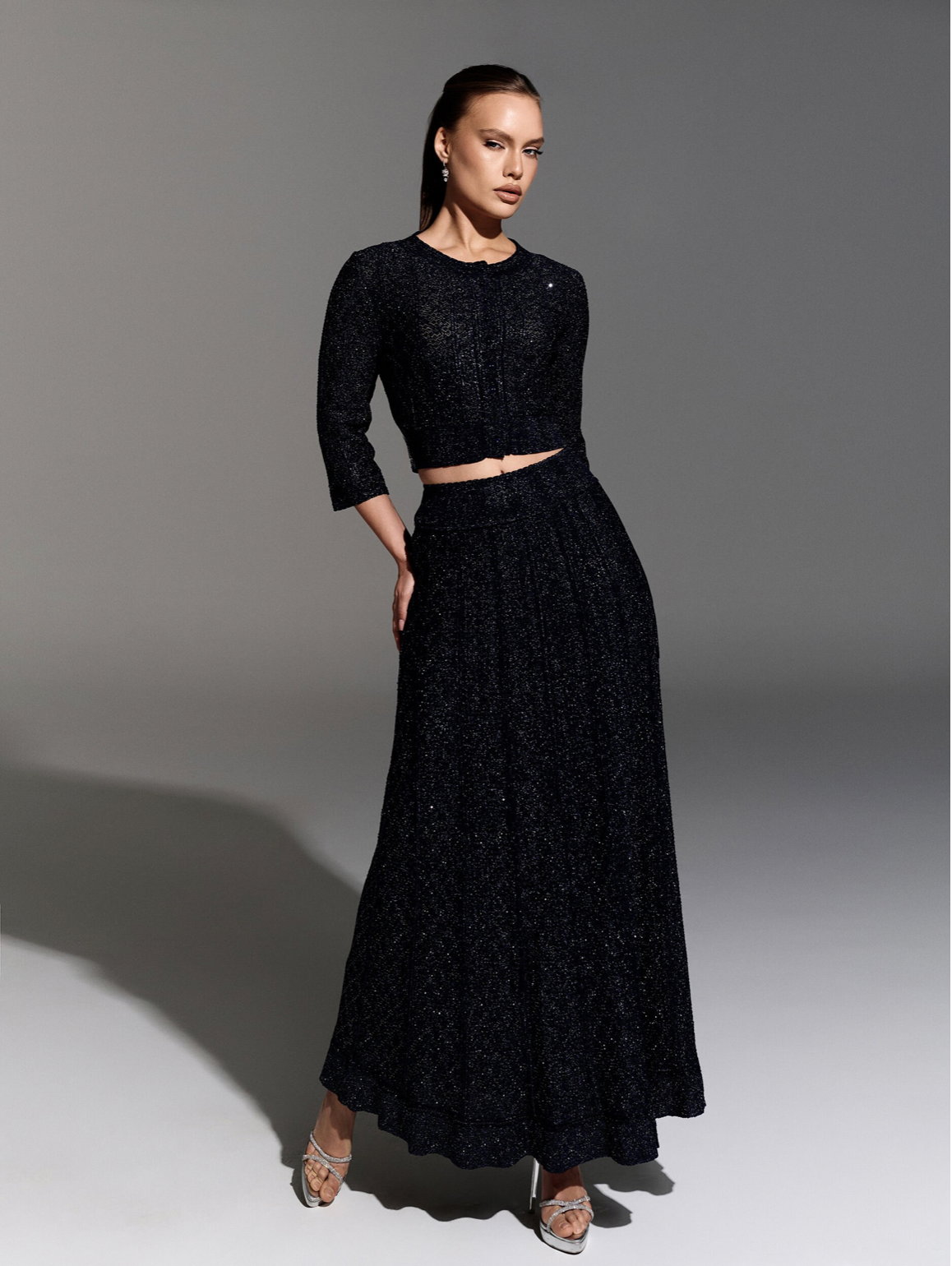 Navy Embellished Two Pieces Set