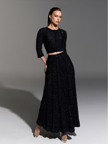 Navy Embellished Two Pieces Set