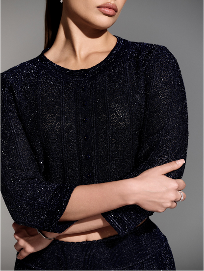 Navy Embellished Two Pieces Set