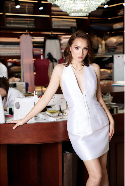 White Mikado Skirt Set