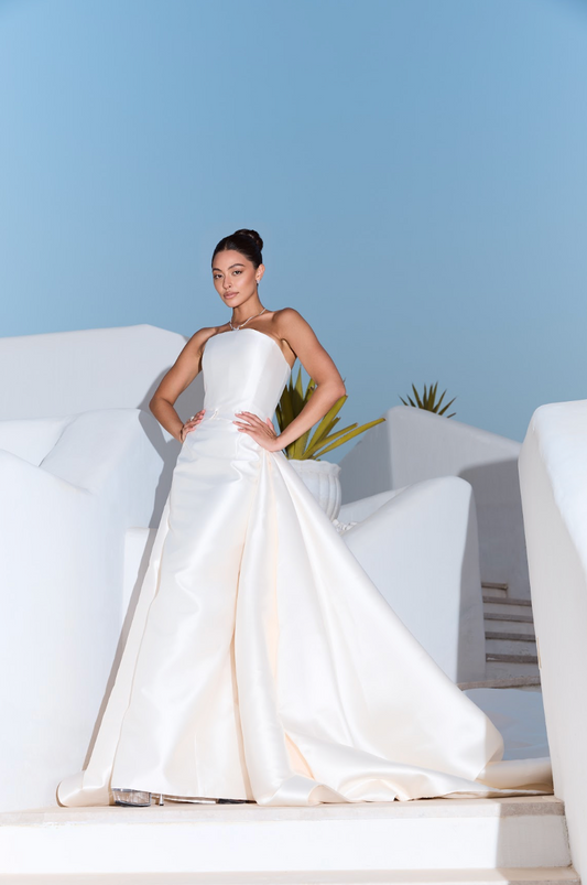 Strapless Bridal Dress Detachable Train