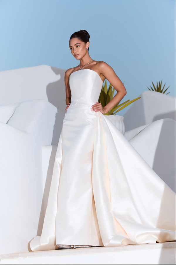 Strapless Bridal Dress Detachable Train