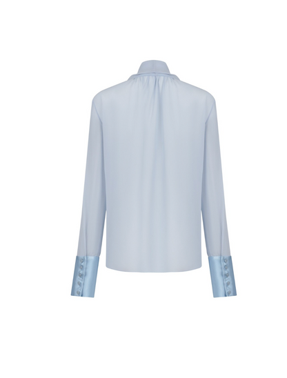 Blue Silk Chiffon Shirt