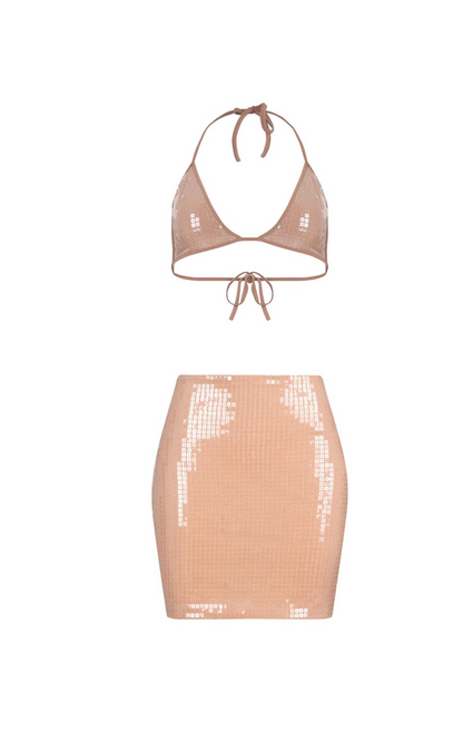 Champagne Sequin Top Set