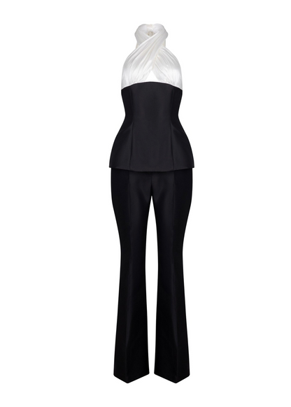Black Mikado Trousers Set