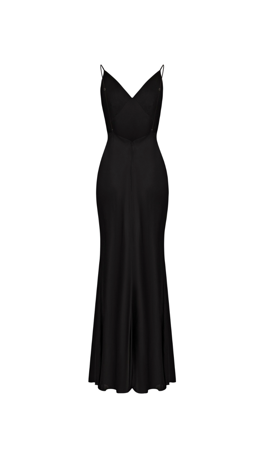 Black Satin V-Neck Gown