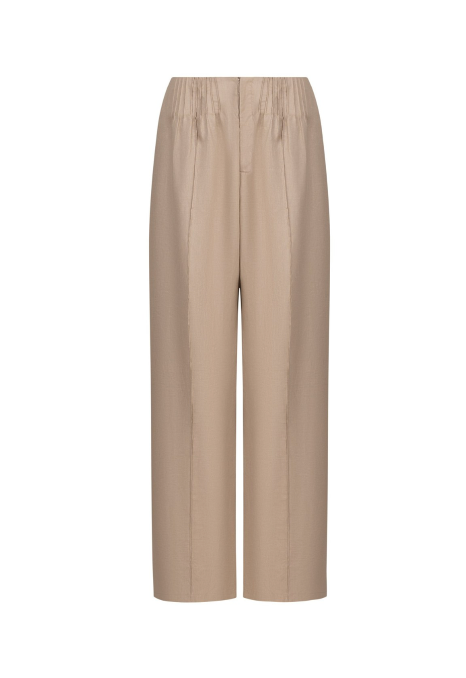 Beige High-Waisted Trousers