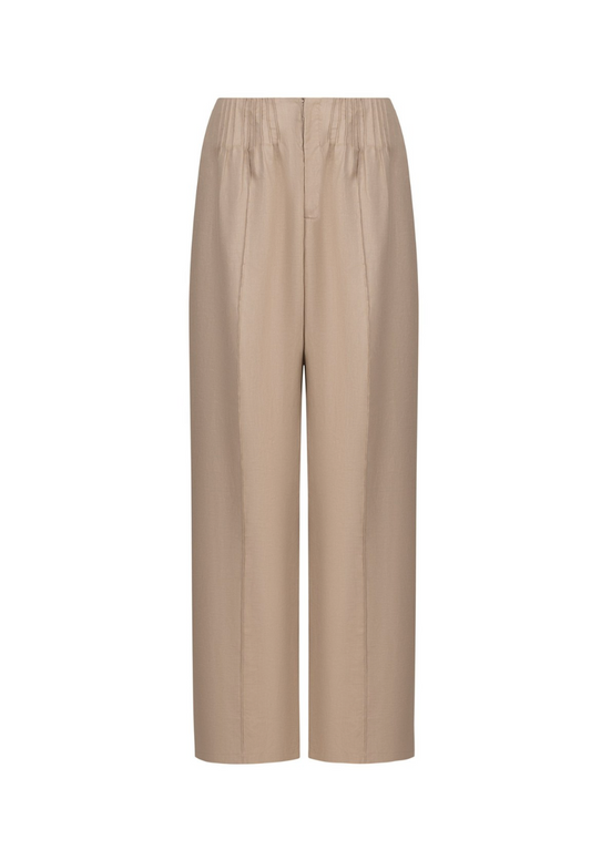 Beige High-Waisted Trousers