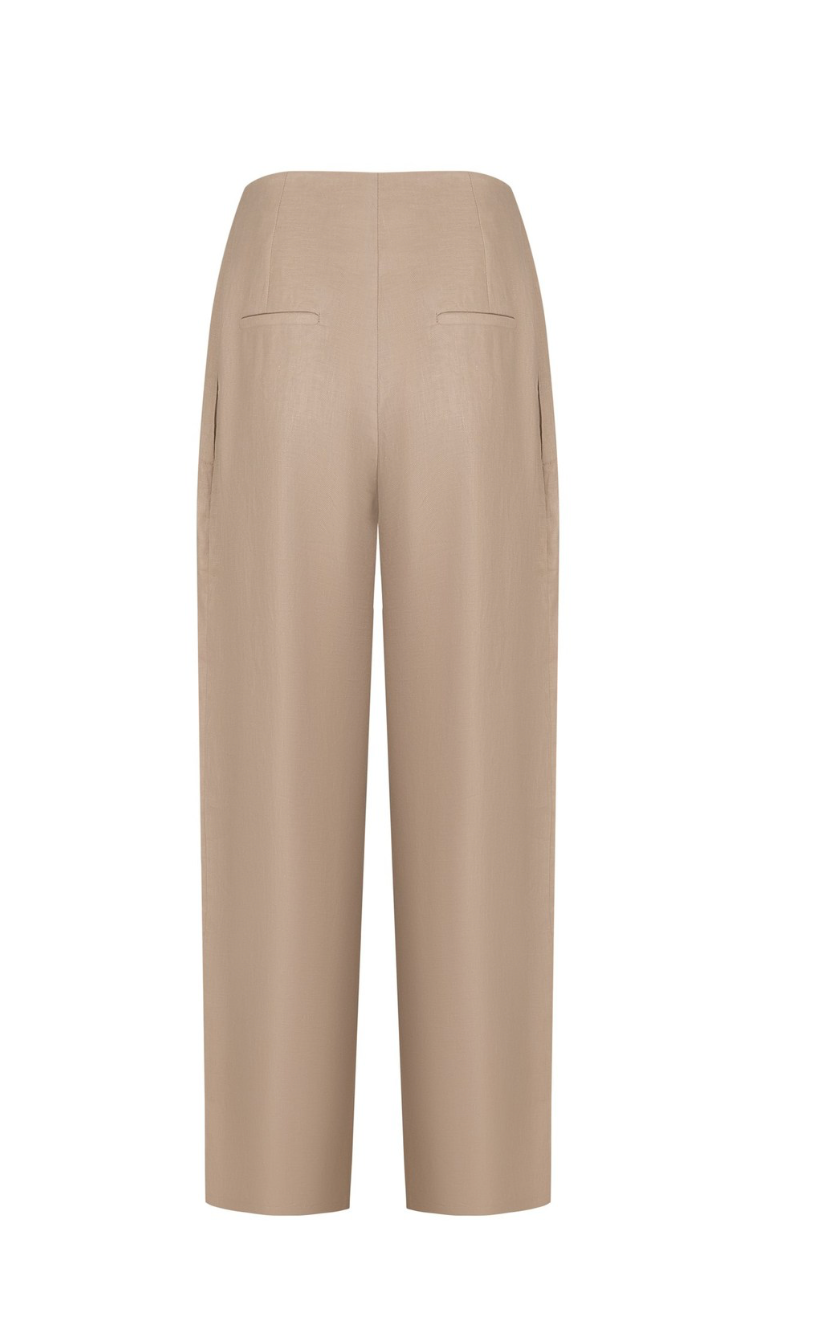 Beige High-Waisted Trousers