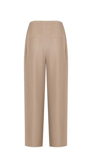 Beige High-Waisted Trousers