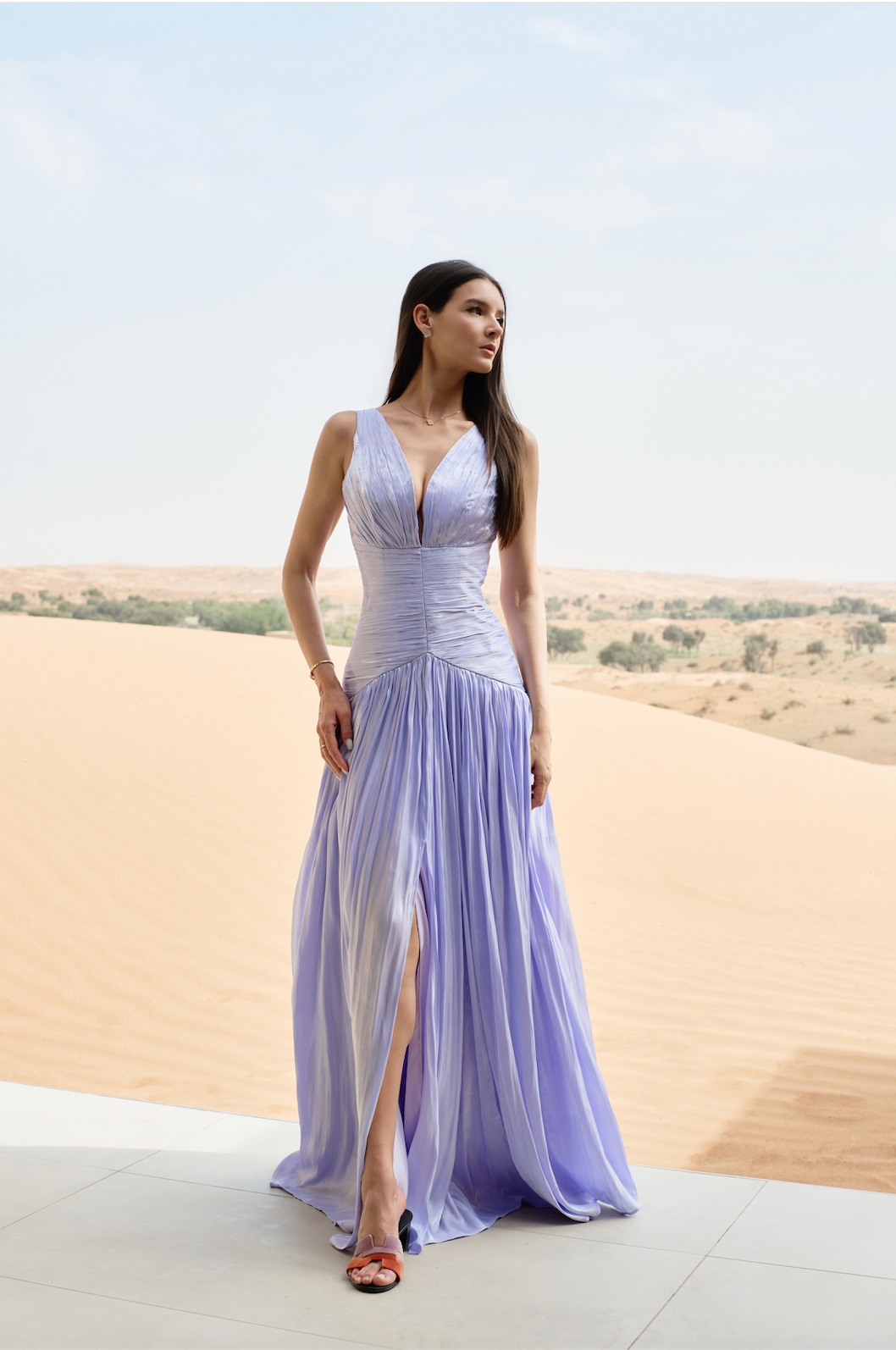 The Pleated Silk Chiffon Evening Gown
